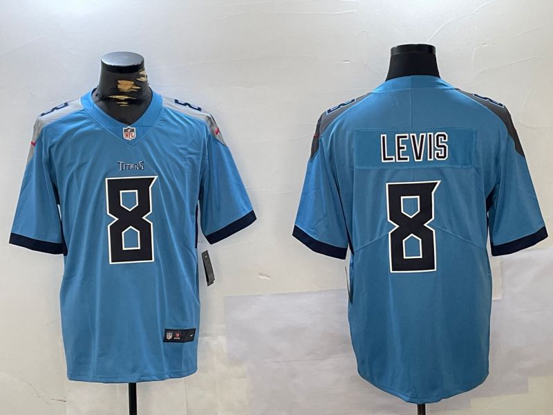 Men Tennessee Titans #8 Levis Light Blue 2024 Nike Vapor Limited NFL Jersey style 2